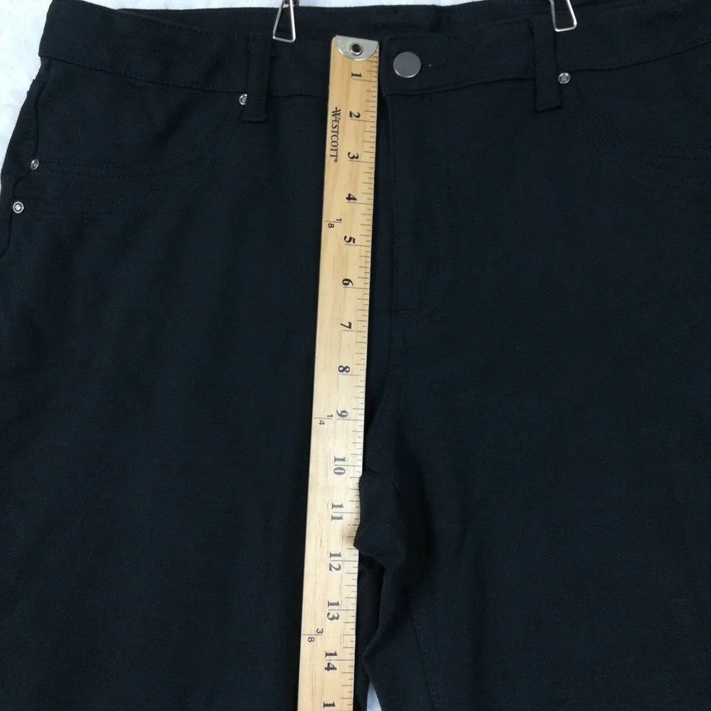 Time And Tru Womens Pants Stretch Ankle Black Mid Rise Straight Leg 16